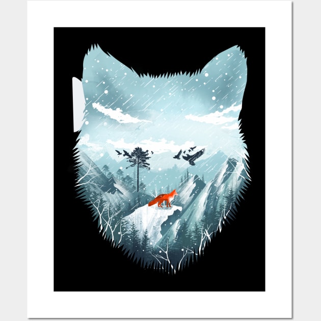 Red Fox in the Wild Winter Wall Art by DANDINGEROZZ